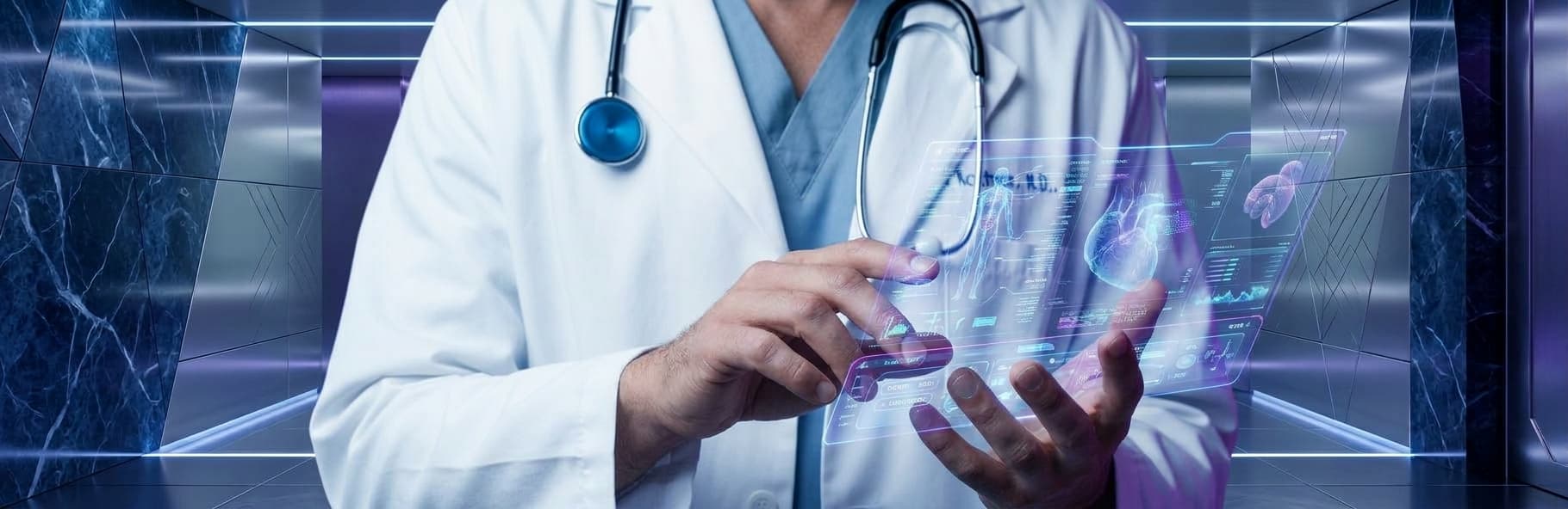 A doctor using a digital health record