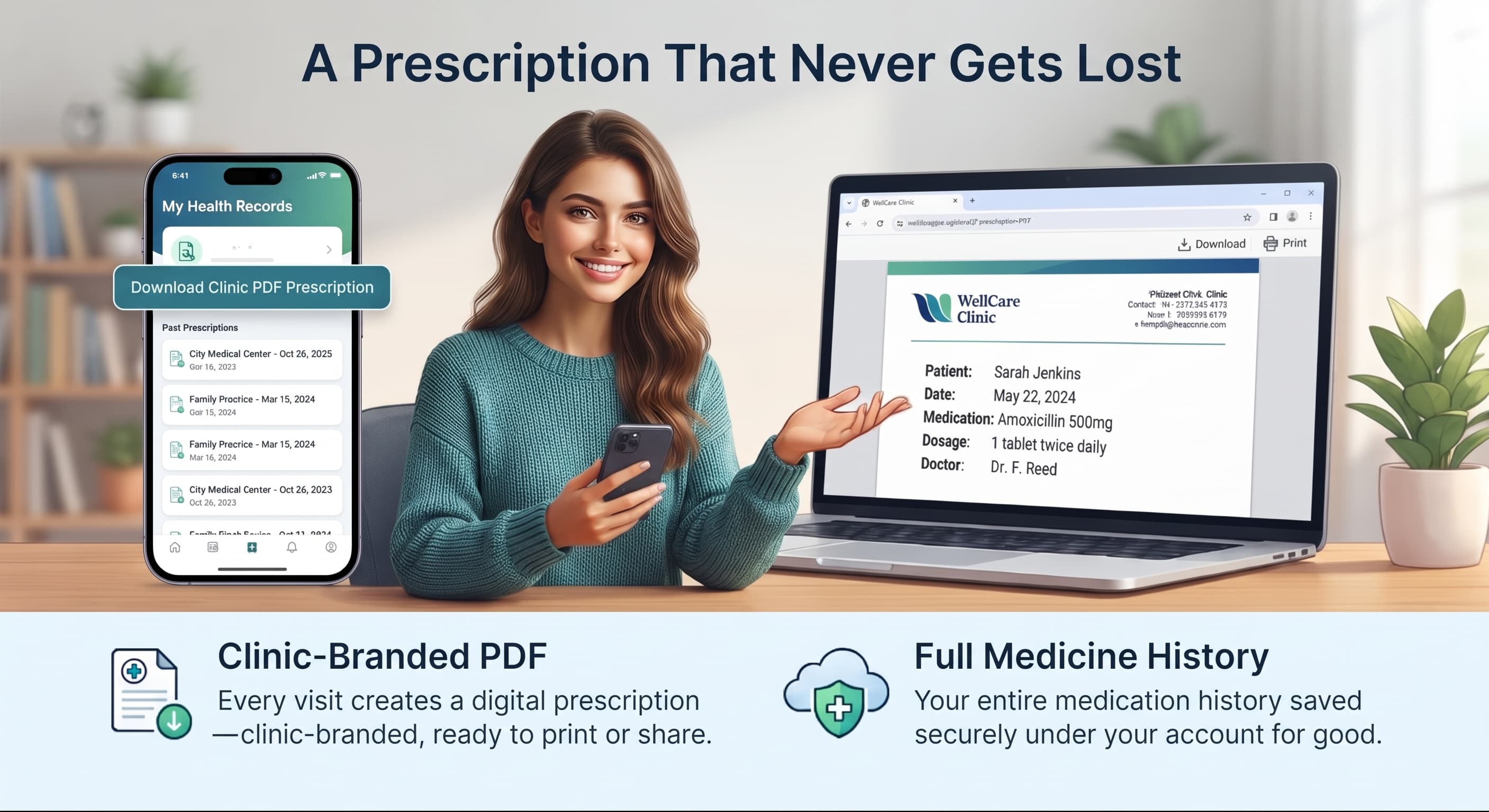 Prescriptions saved in a health record